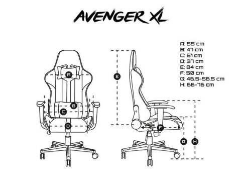 Fotel dla graczy Avenger XL Czarno-biały