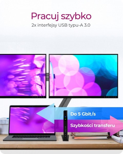 Stacja dokująca IB-DK2251AC do Notebooka DisplayLink, 2 x HDMI