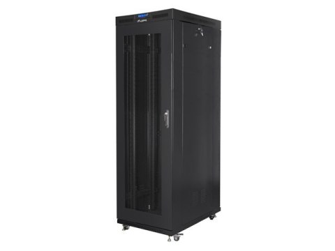 Szafa instalacyjna rack stojąca 19 42U 800x1000 czarna, drzwi perforowane LCD (Flat pack)