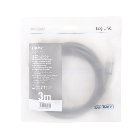 Kabel HDMI 4K/60Hz, aluminium 3m Czarny