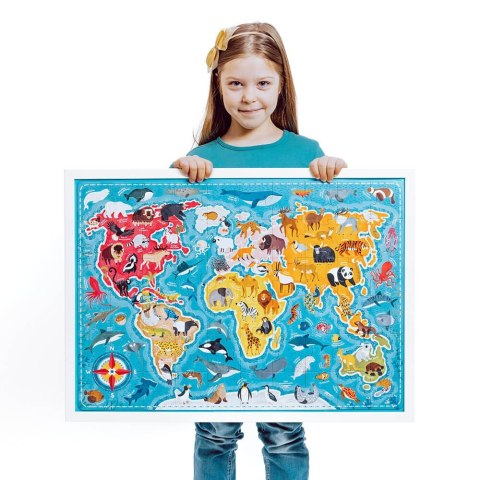 Puzzle 60 elementów Puzzlove - Mapa świata Zwierzęta