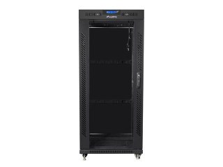 Szafa instalacyjna RACK stojąca 19 22U 800X800 czarne drzwi szklane LCD (FLAT PACK)