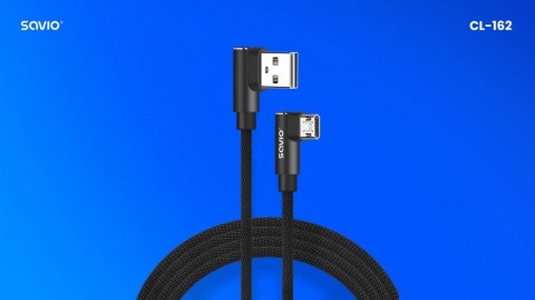 Kabel z dwustronnym złączem USB Micro USB - USB A 2m, CL-162