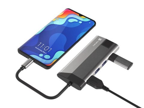 Stacja dokująca Multiport Fowler Plus USB-C PD, 3x USB 3.0, HDMI 4K, RJ45, SD, micro SD