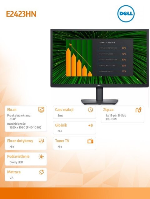 Monitor E2423HN 23,8 cali VA LED Full HD (1920x1080)/16:9/HDMI/VGA/3Y AES Monitor E2423HN 23,8 cali VA LED Full HD (1920x1080)/16:9/HDMI/VGA/3Y AES