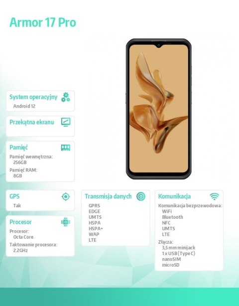 Smartfon Armor 17 Pro 6.58" 8/256GB IP68/IP69K 5280mAh DualSIM czarny
