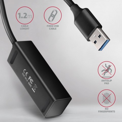 HUE-M1AL Hub 4-portowy Mini metalowy USB 3.2 Gen 1, 1.2m USB-A kabel