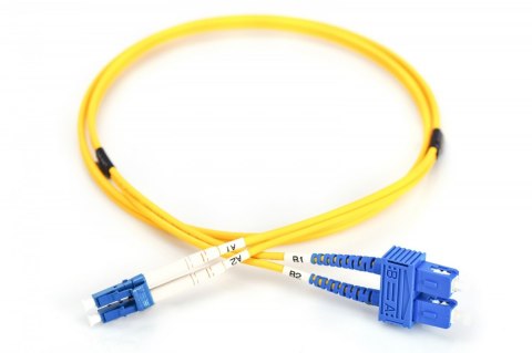 Patch cord światłowodowy FO LC/SC, duplex, SM 9/125, OS2, LSOH, 1m, żółty