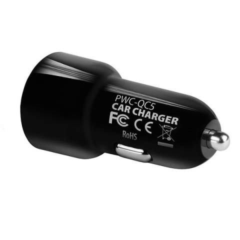 PWC-QC5 Ładowarka samochodowa QUICK SMART 31.5W, 2x port QC3.0/AFC/FCP + 5V-2.6A