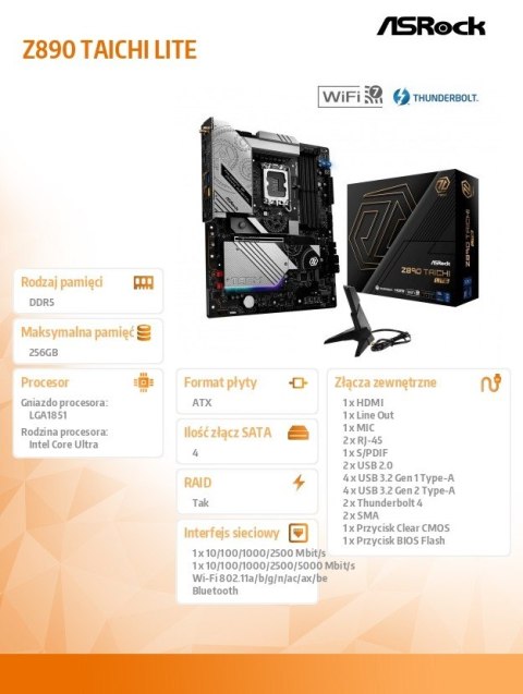 Płyta główna Z890 TAICHI LITE ATX Płyta główna Z890 TAICHI LITE ATX