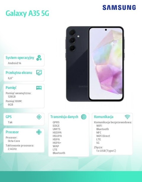 Smartfon GALAXY A35 DualSIM 5G 6/128GB Enterprise Czarny