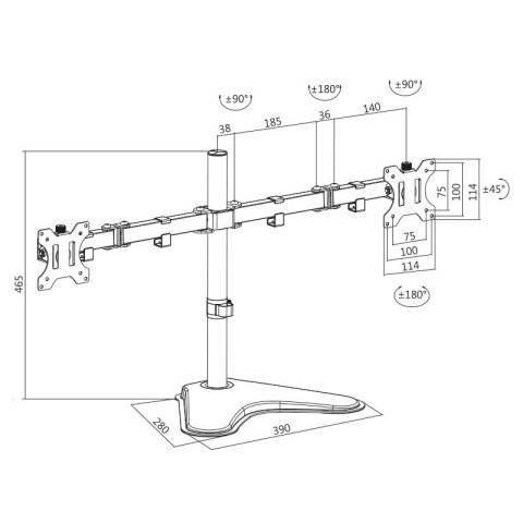 Uchwyt na 2 monitory 13-32, max. 8kg