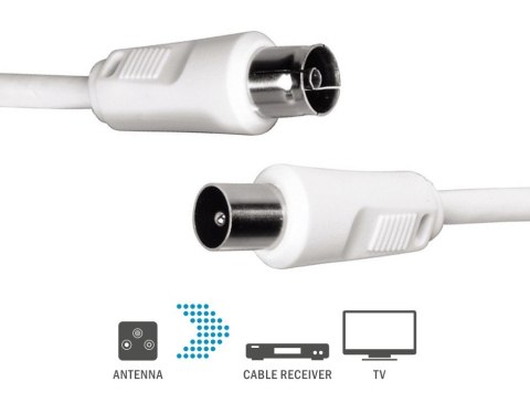 Kabel antenowy 75db 5m Biały