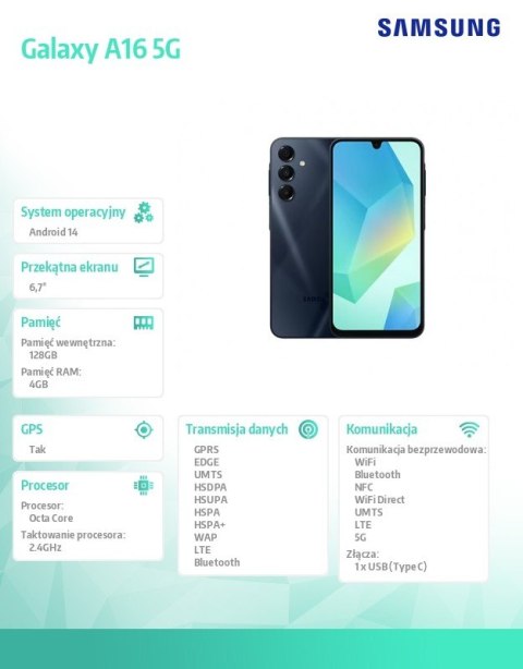 Smartfon Galaxy A16 5G 4/128 GB czarny