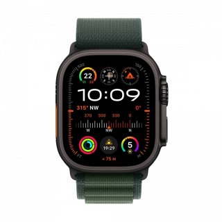 Watch Ultra 2 GPS + Cellular, koperta 49 mm z tytanu w kolorze czarnym z opaską Alpine L w kolorze ciemnozielonym