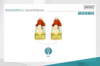 Patch cord S/FTP kat.6A LSOH 0,25m Czerwony