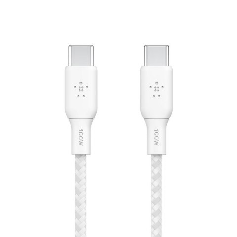 Kabel w oplocie USB-C do USB-C 100W 2m biały Kabel w oplocie USB-C do USB-C 100W 2m biały