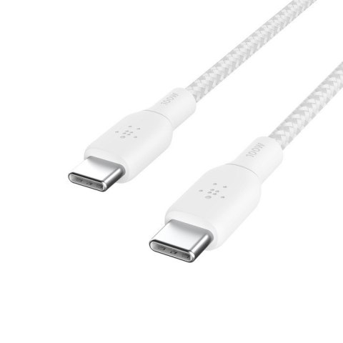 Kabel w oplocie USB-C do USB-C 100W 2m biały Kabel w oplocie USB-C do USB-C 100W 2m biały