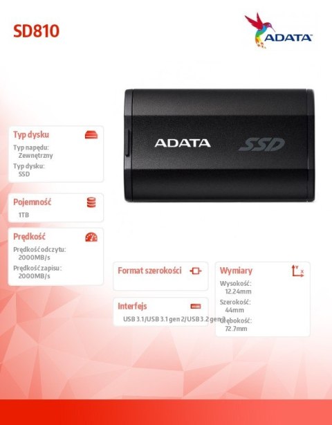 Dysk SSD External SD810 1TB USB3.2C 20Gb/s czarny