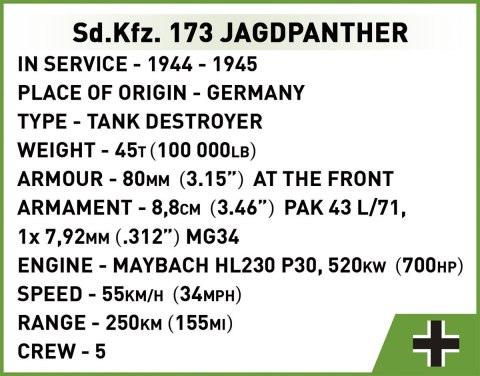 Klocki Historical Collection WWII Sd.Kfz.173 Jagdpanther 950 klocki