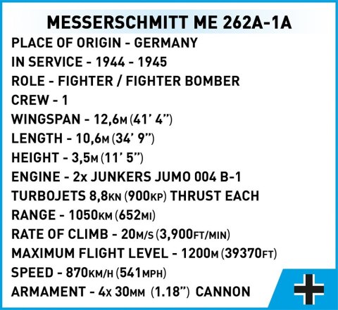 Klocki Messerschmitt Me262 A-1a