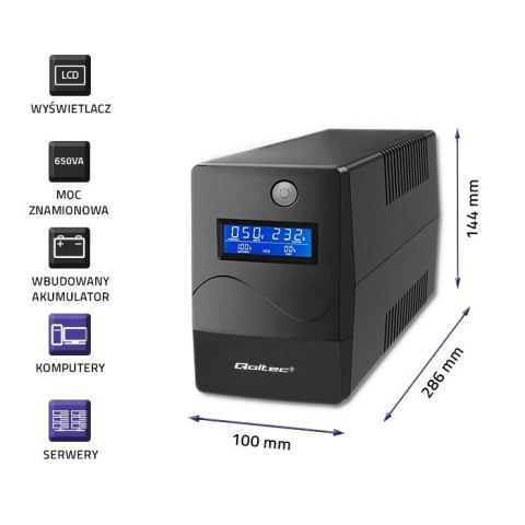 Zasilacz awaryjny UPS | Monolith | 650VA | 360W | LCD | USB | RJ45