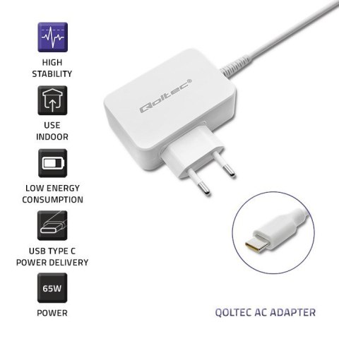 Zasilacz sieciowy 65W | 5-20.3V | 2-3.25A | USB typ C | PD | Biały