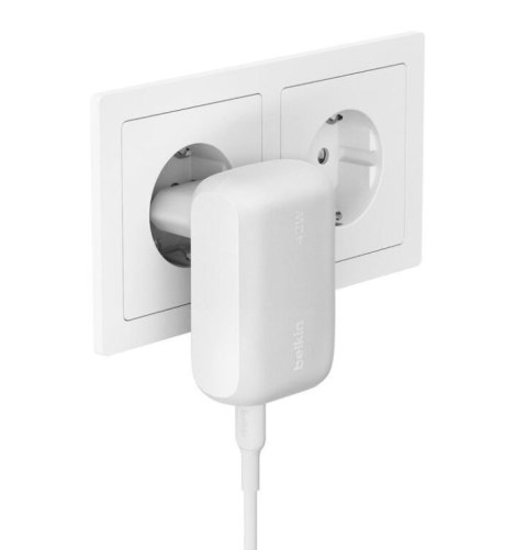 Ładowarka sieciowa BoostCharge 42W USB-C 3 0W USB-A 12W biała Ładowarka sieciowa BoostCharge 42W USB-C 3 0W USB-A 12W biała