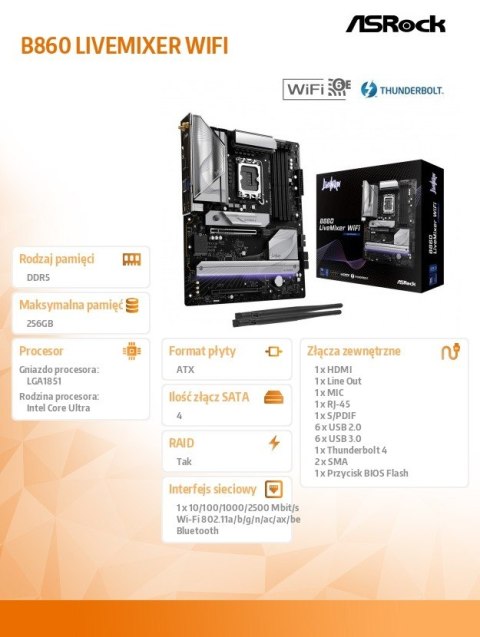 Płyta główna 860 LIVEMIXER WIFI s1851 4DDR5 ATX