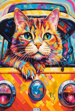 Puzzle 1000 elementów Cat Bus Travel