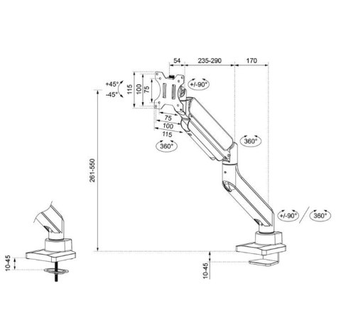 Uchwyt DS70PLUS-450BL1 17-49 cali/1-18kg/75x100mm