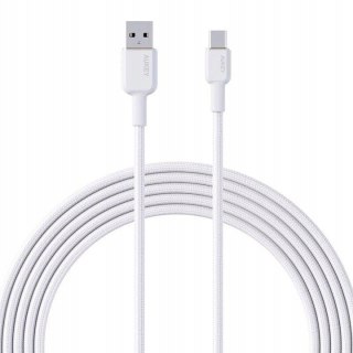 Kabel CB-NAC1 White nylonowy USB C - USB A | 1m | 3A | 60W PD | 20V