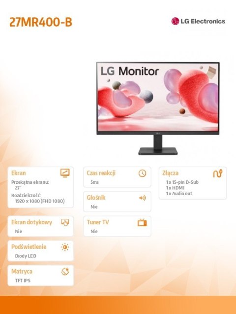 Monitor 27MR400-B 27 cali IPS FHD AMD FreeSync