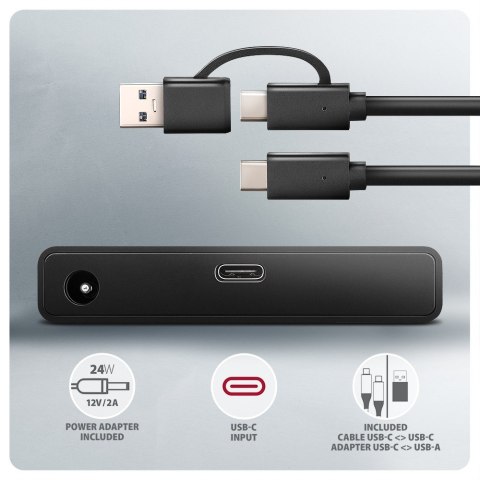 ADSA-FPX Adapter USB-C 10Gbps SATA 6G 2.5"/3.5" SSD/HDD FASTPORT X, w tym zasilacz, 60cm USB-C/USB-A kabel