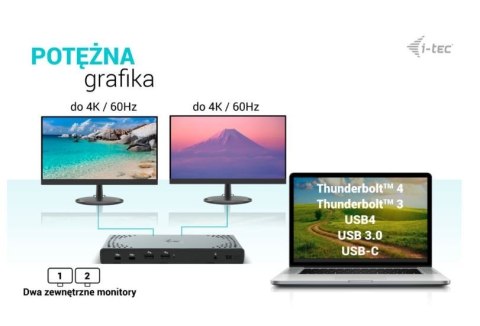 Stacja dokująca USB 3.0 / USB-C / Thunderbolt 3 Dual Display Gen2 + Power Delivery 100W