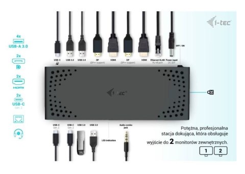 Stacja dokująca USB 3.0 / USB-C / Thunderbolt 3 Dual Display Gen2 + Power Delivery 100W