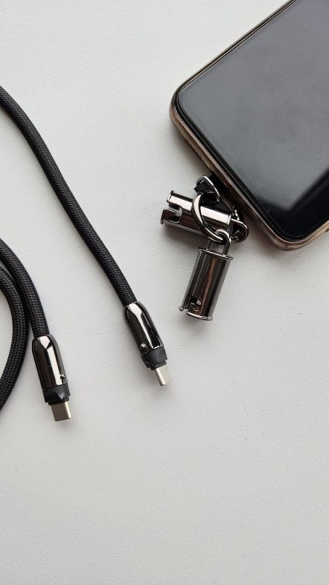 Kabel 2w1 USB C smycz 1m czarny