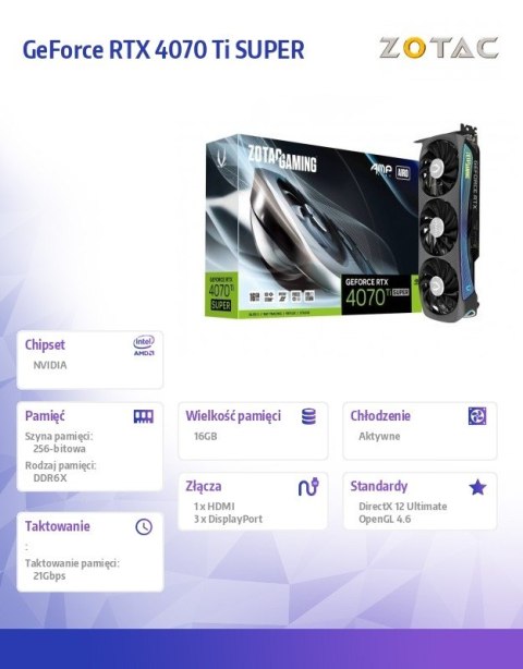 Karta graficzna GeForce RTX 4070 Ti SUPER AMP AIRO 16GB GDDR6X 256bit