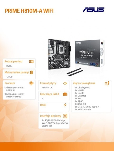 Płyta główna PRIME H810M-A WIFI s1851 XDDR5 USBC mATX