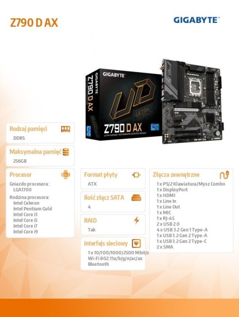 Płyta główna Z790 D AX s1700 4DDR5 HDMI/DP ATX