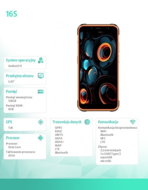 Smartfon Power Armor 16S 4G 8/128GB IP69K pomarańczowy