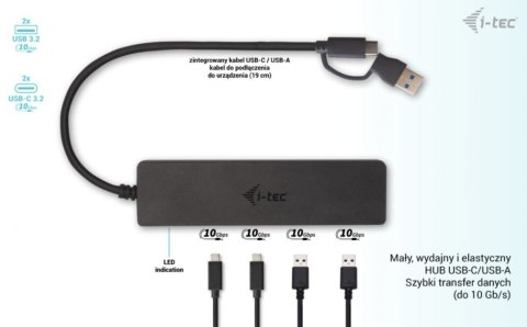 Hub USB-A/USB-C Metal 2x USB 3.0 + 2x USB-C (10 Gbps)