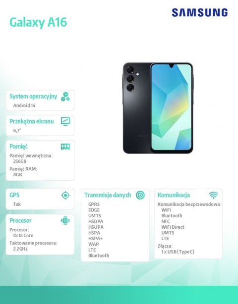 Smartfon Galaxy A16 LTE 8/256 GB czarny