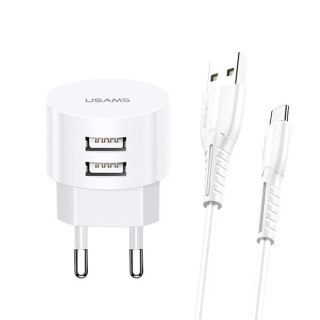 Ładowarka sieciowa T20 2xUSB 2,1A Kabel USB-C