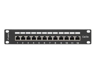 Patch Panel 12 Port 1U 10 cali kat.5e ekranowany czarny