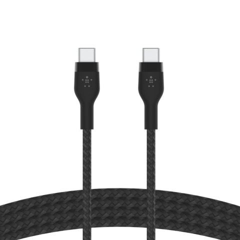 Kabel BoostCharge USB-C/USB-C silikonowy w oplocie 2m, czarny