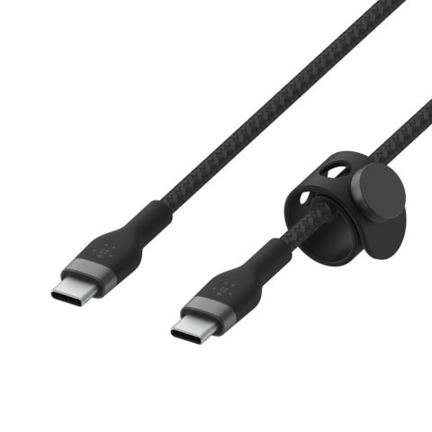 Kabel BoostCharge USB-C/USB-C silikonowy w oplocie 2m, czarny