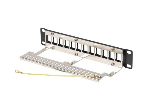 Patch Panel 12 Port 1U 10 cali FTP z organizatorem do modułów keystone czarny