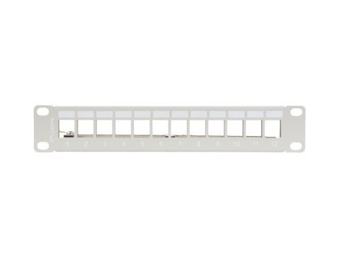 Patch Panel 12 Port 1U 10 cali FTP z organizerem do modułów keystone szary