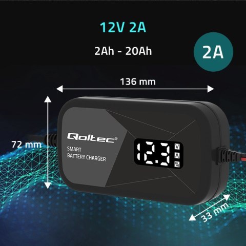 Inteligentna mikroprocesorowa ładowarka 12V | 2A | Prostownik z funkcją regeneracji ogniw do akumulatora AGM GEL | LCD